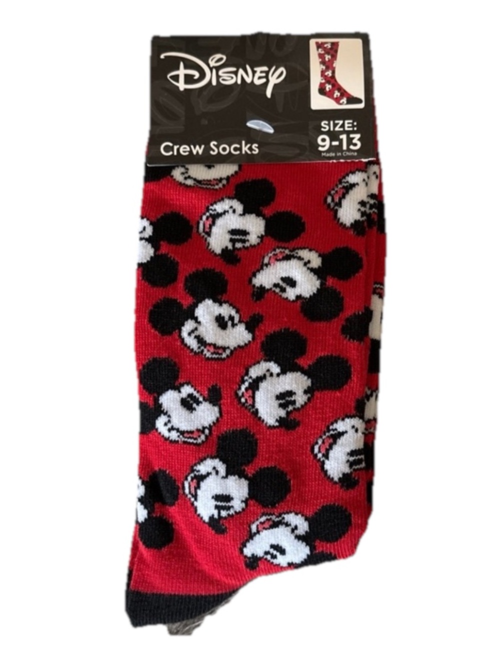 Disney Vintage Mickey Mouse Face Icon Cartoon Printed Crew Socks 9-13